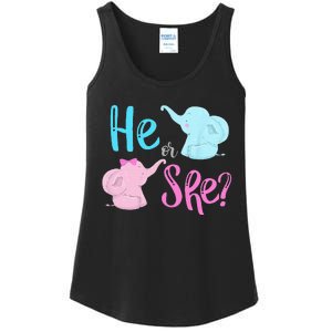 Pink Or Blue Gender Reveal Elephant Ladies Essential Tank