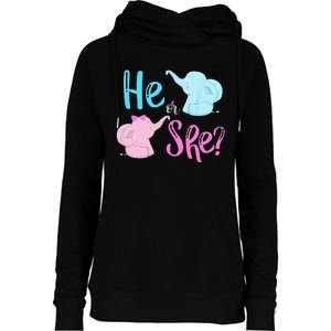 Pink Or Blue Gender Reveal Elephant Womens Funnel Neck Pullover Hood