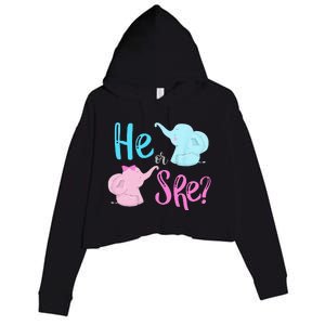 Pink Or Blue Gender Reveal Elephant Crop Fleece Hoodie