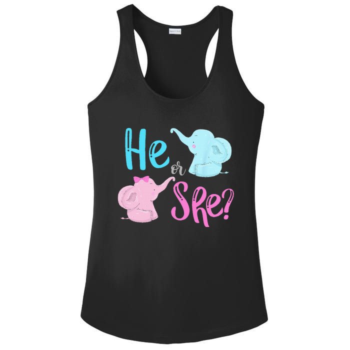 Pink Or Blue Gender Reveal Elephant Ladies PosiCharge Competitor Racerback Tank