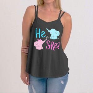 Pink Or Blue Gender Reveal Elephant Women's Strappy Tank