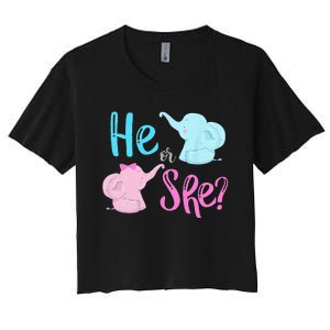 Pink Or Blue Gender Reveal Elephant Women's Crop Top Tee