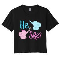 Pink Or Blue Gender Reveal Elephant Women's Crop Top Tee