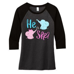 Pink Or Blue Gender Reveal Elephant Women's Tri-Blend 3/4-Sleeve Raglan Shirt