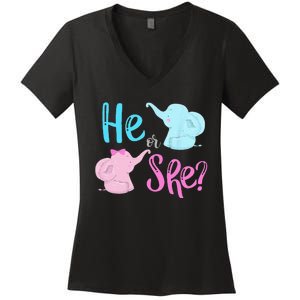 Pink Or Blue Gender Reveal Elephant Women's V-Neck T-Shirt