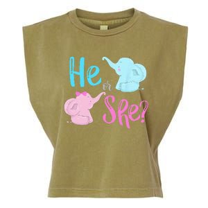 Pink Or Blue Gender Reveal Elephant Garment-Dyed Women's Muscle Tee