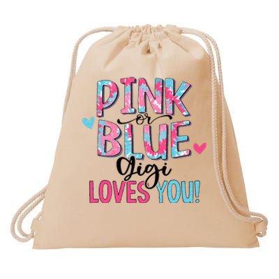 Pink Or Blue Gigi Loves You Tie Dye Baby Gender Reveal Drawstring Bag