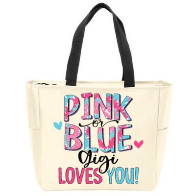 Pink Or Blue Gigi Loves You Tie Dye Baby Gender Reveal Zip Tote Bag