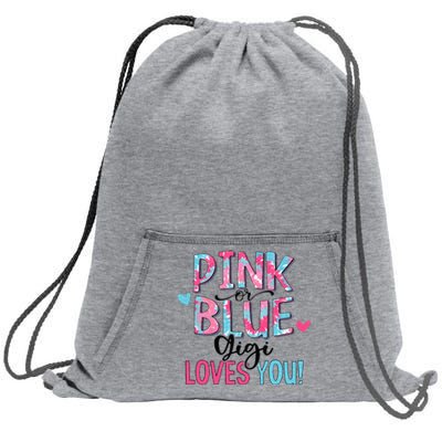 Pink Or Blue Gigi Loves You Tie Dye Baby Gender Reveal Sweatshirt Cinch Pack Bag