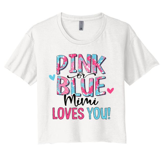 Pink Or Blue Mimi Loves You Tie Dye Baby Gender Reveal Crop Top