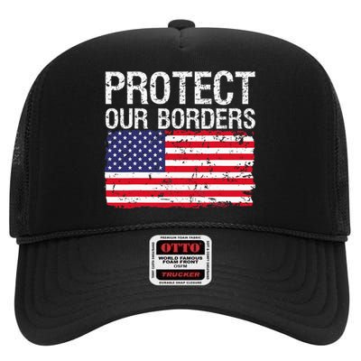 Protect Our Borders Law Enforcement Legal Immigration High Crown Mesh Back Trucker Hat