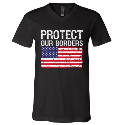 Protect Our Borders Law Enforcement Legal Immigration V-Neck T-Shirt