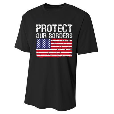 Protect Our Borders Law Enforcement Legal Immigration Performance Sprint T-Shirt