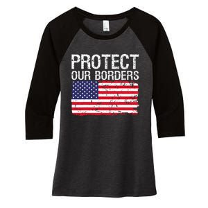 Protect Our Borders Law Enforcement Legal Immigration Women's Tri-Blend 3/4-Sleeve Raglan Shirt