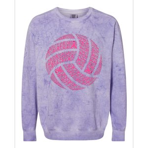 Pink Out Breast Cancer Awareness Pink Ribbon Volleyball Ball Colorblast Crewneck Sweatshirt