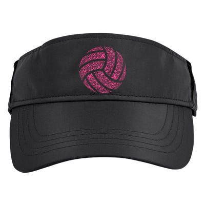 Pink Out Breast Cancer Awareness Pink Ribbon Volleyball Ball Adult Drive Performance Visor