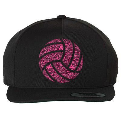 Pink Out Breast Cancer Awareness Pink Ribbon Volleyball Ball Wool Snapback Cap