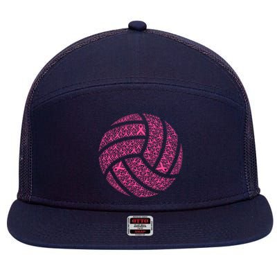 Pink Out Breast Cancer Awareness Pink Ribbon Volleyball Ball 7 Panel Mesh Trucker Snapback Hat