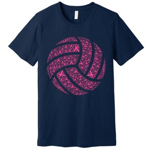 Pink Out Breast Cancer Awareness Pink Ribbon Volleyball Ball Premium T-Shirt