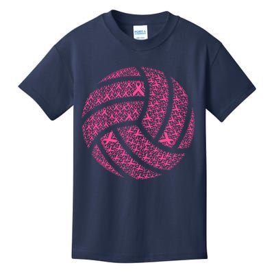 Pink Out Breast Cancer Awareness Pink Ribbon Volleyball Ball Kids T-Shirt