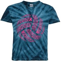 Pink Out Breast Cancer Awareness Pink Ribbon Volleyball Ball Kids Tie-Dye T-Shirt