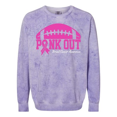 Pink Out Breast Cancer Awareness Football Ribbon Colorblast Crewneck Sweatshirt