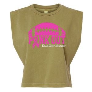 Pink Out Breast Cancer Awareness Football Ribbon Garment-Dyed Women's Muscle Tee