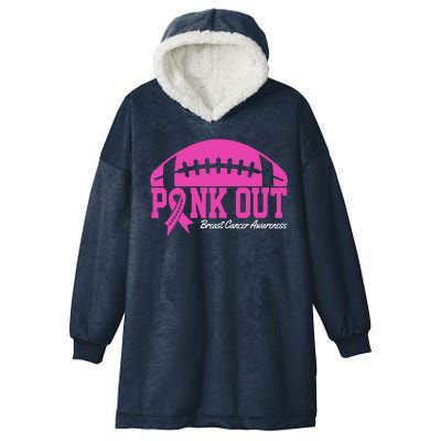 Pink Out Breast Cancer Awareness Football Ribbon Hooded Wearable Blanket