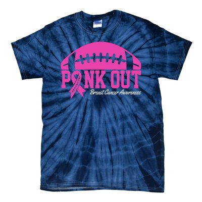 Pink Out Breast Cancer Awareness Football Ribbon Tie-Dye T-Shirt