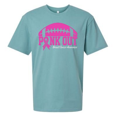 Pink Out Breast Cancer Awareness Football Ribbon Sueded Cloud Jersey T-Shirt