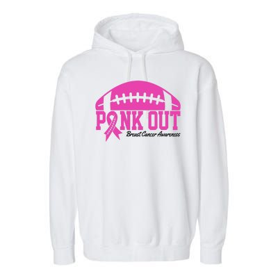 Pink Out Breast Cancer Awareness Football Ribbon Garment-Dyed Fleece Hoodie