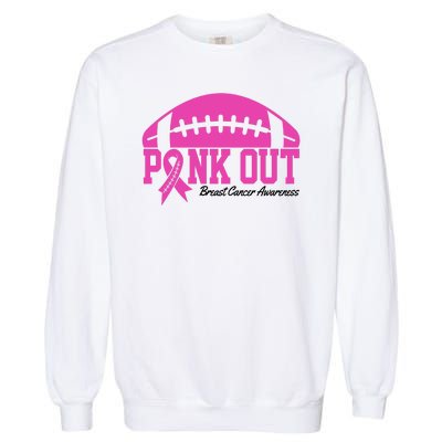 Pink Out Breast Cancer Awareness Football Ribbon Garment-Dyed Sweatshirt