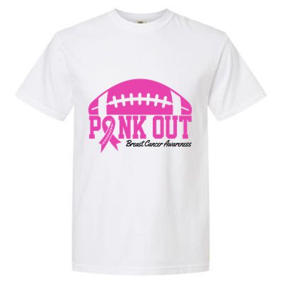 Pink Out Breast Cancer Awareness Football Ribbon Garment-Dyed Heavyweight T-Shirt