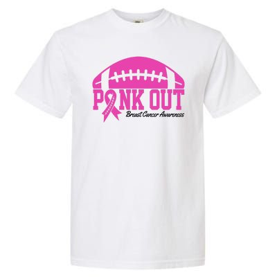 Pink Out Breast Cancer Awareness Football Ribbon Garment-Dyed Heavyweight T-Shirt