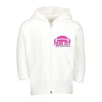 Pink Out Breast Cancer Awareness Football Ribbon Toddler Zip Fleece Hoodie