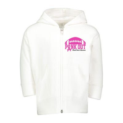 Pink Out Breast Cancer Awareness Football Ribbon Toddler Zip Fleece Hoodie