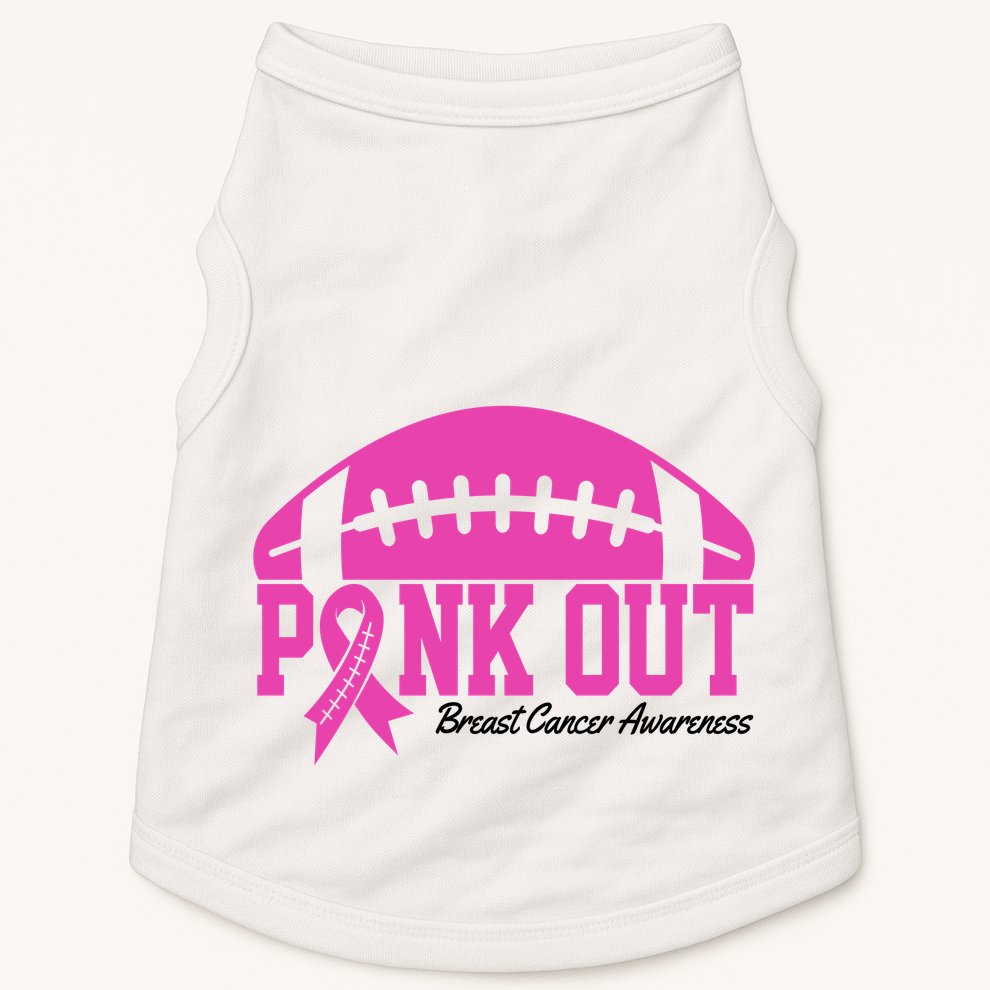 Pink Out Breast Cancer Awareness Football Ribbon Doggie Tank