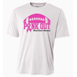 Pink Out Breast Cancer Awareness Football Ribbon Cooling Performance Crew T-Shirt