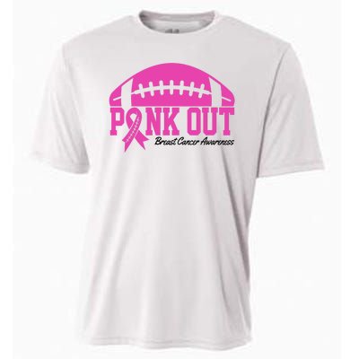 Pink Out Breast Cancer Awareness Football Ribbon Cooling Performance Crew T-Shirt