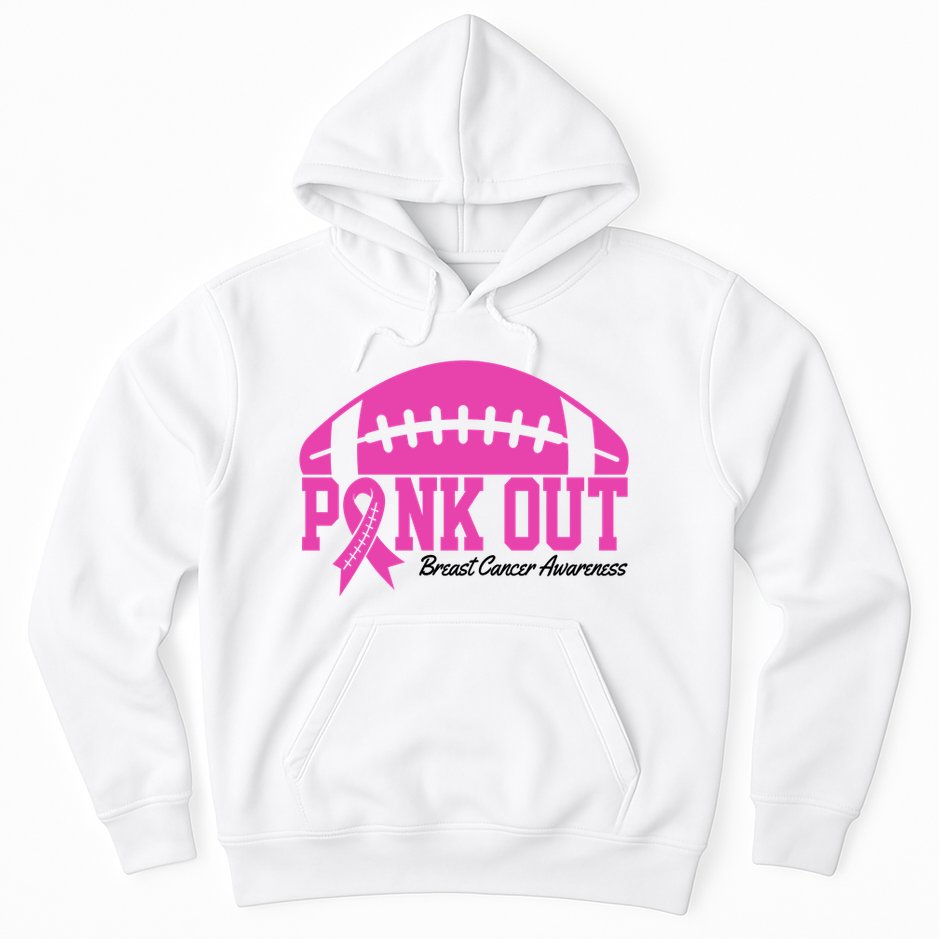 Pink Out Breast Cancer Awareness Football Ribbon Hoodie