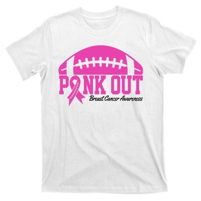 Pink Out Breast Cancer Awareness Football Ribbon T-Shirt