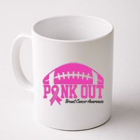 Pink Out Breast Cancer Awareness Football Ribbon Coffee Mug