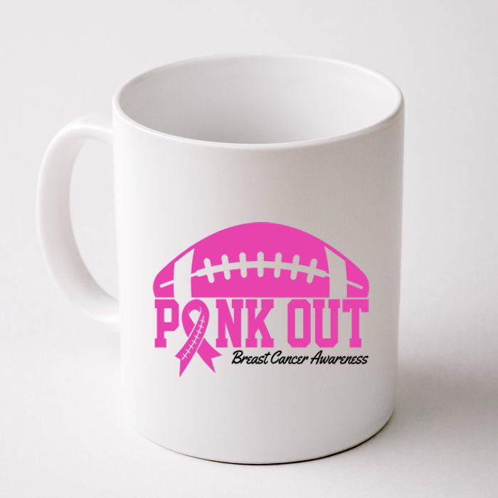 Pink Out Breast Cancer Awareness Football Ribbon Coffee Mug