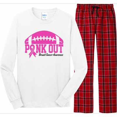 Pink Out Breast Cancer Awareness Football Ribbon Long Sleeve Pajama Set