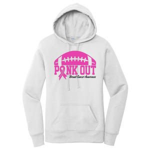 Pink Out Breast Cancer Awareness Football Ribbon Women's Pullover Hoodie