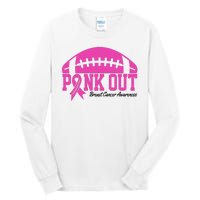 Pink Out Breast Cancer Awareness Football Ribbon Tall Long Sleeve T-Shirt