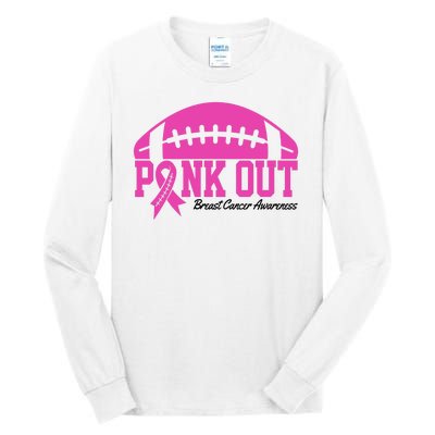 Pink Out Breast Cancer Awareness Football Ribbon Tall Long Sleeve T-Shirt