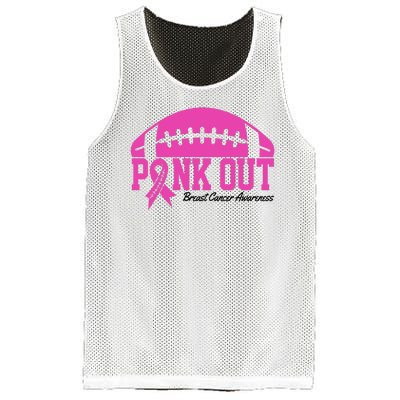 Pink Out Breast Cancer Awareness Football Ribbon Mesh Reversible Basketball Jersey Tank