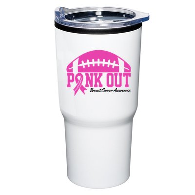 Pink Out Breast Cancer Awareness Football Ribbon Tumbler