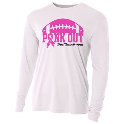 Pink Out Breast Cancer Awareness Football Ribbon Cooling Performance Long Sleeve Crew